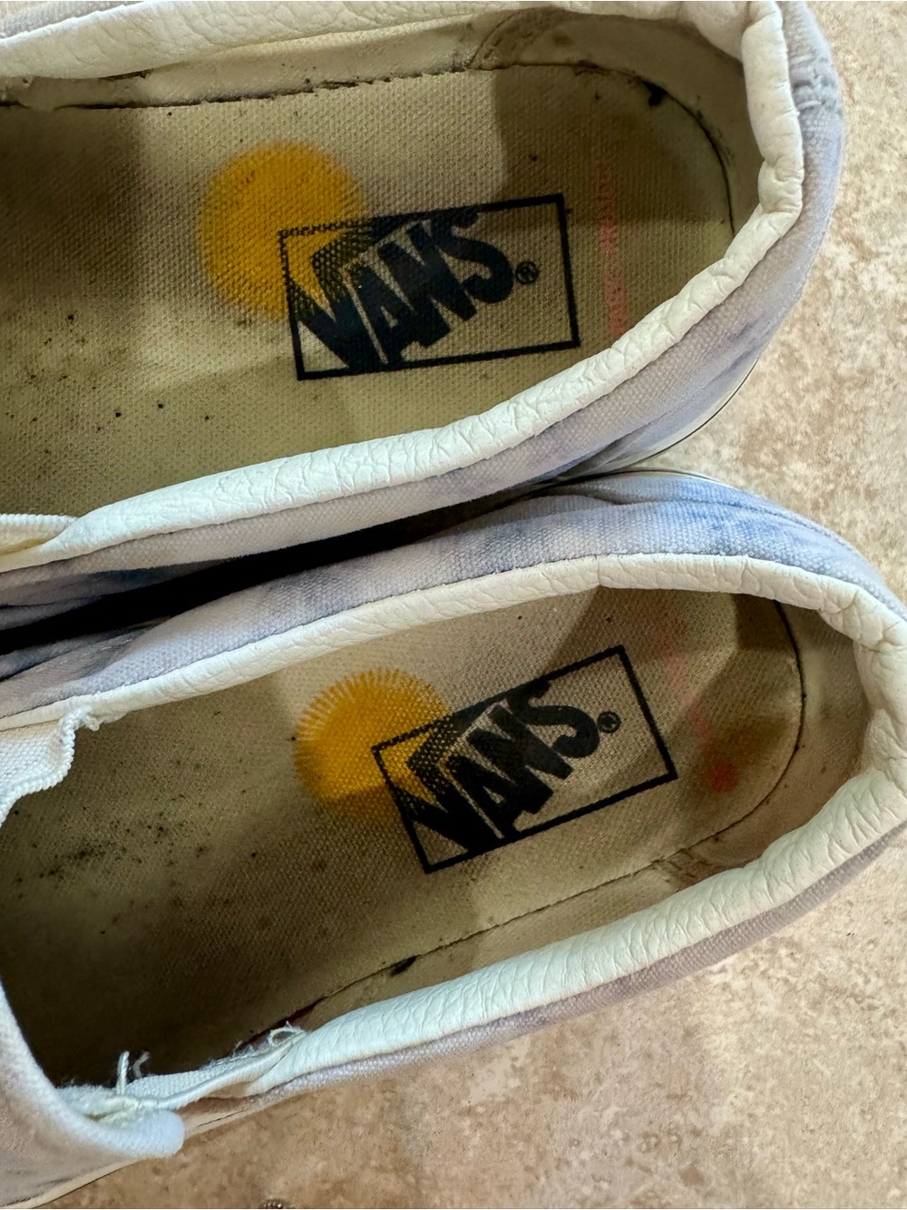 Vans Classic Slip-On Sneakers in White with Blue Tie-Dye - Picture 2 of 8